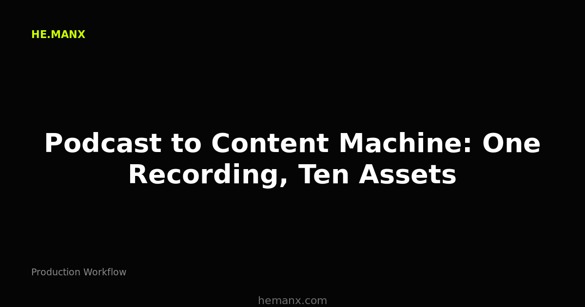 Podcast to Content Machine: One Recording, Ten Assets — Production Workflow by He.ManX